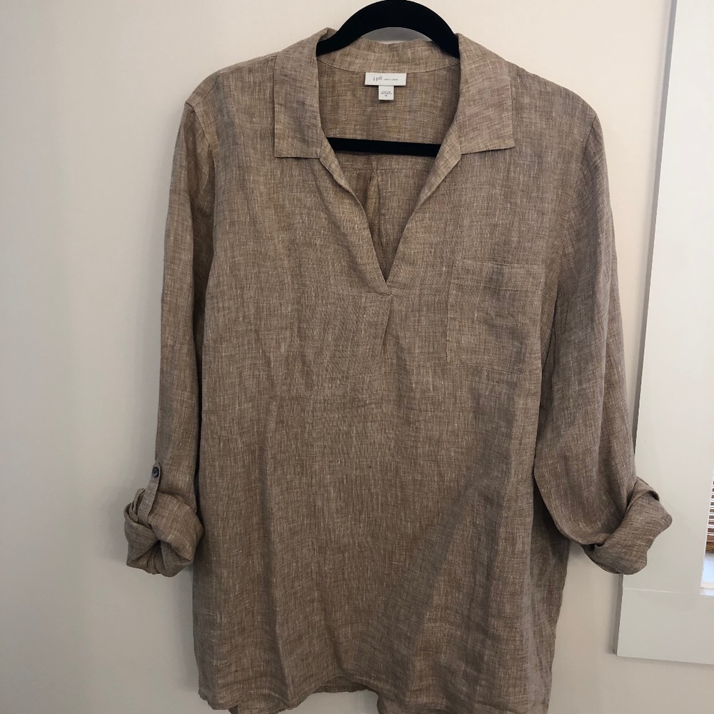 NWOT J.jill Linen top XL (wheat color)
